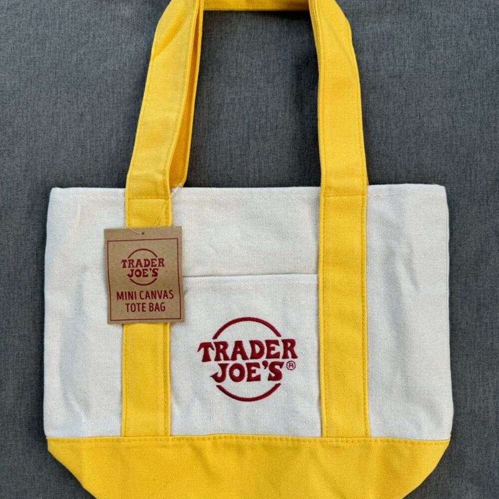 Trader Joes Mini Canvas Tote Bag - YELLOW